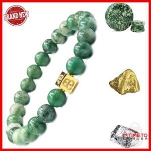 Men's 8mm Jade Bead Bracelet with Gold Plated Sterling Silver